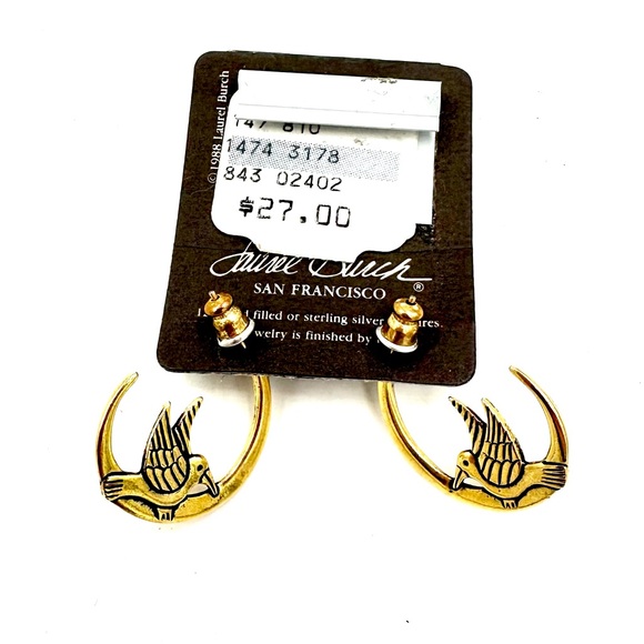 Laurel Burch Moon Doves Half Hoop Earrings Vintage Retired - Picture 8 of 9